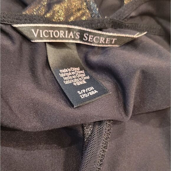 Victoria's Secret Gold Metallic Bodysuit Black Mesh Backless S - Picture 13 of 14